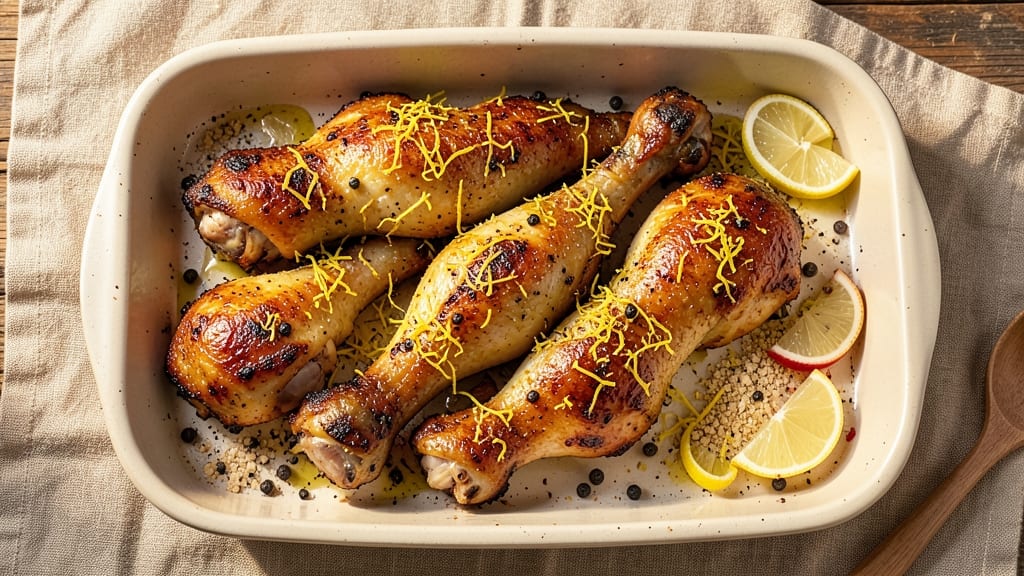 Baked Lemon Pepper Chicken Drumsticks Recipe: Zesty Crispy Skin, Juicy Interiors