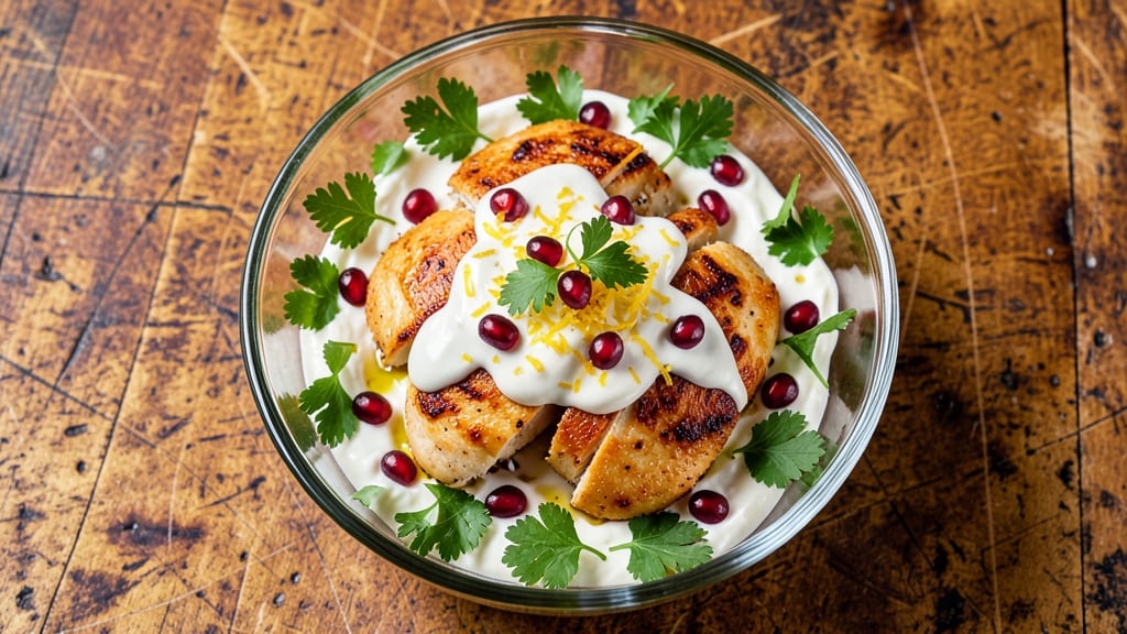 Aladdin's Chicken Salad Recipe: Shredded Chicken with Creamy Yogurt and Citrus Zing