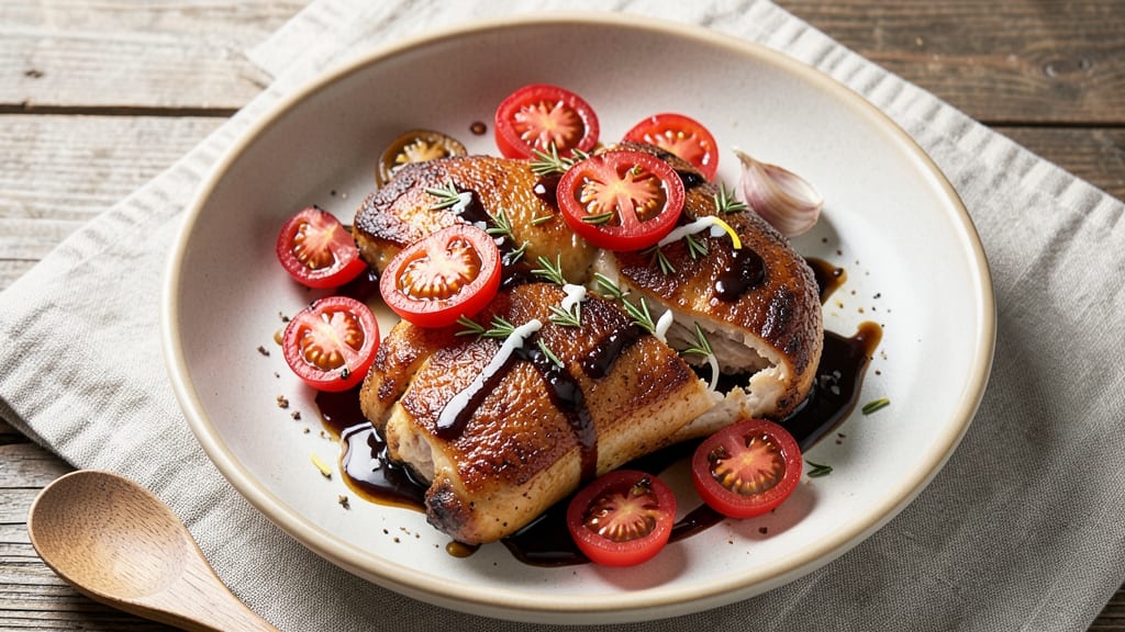 Balsamic Chicken Thighs with Burst Tomatoes Recipe: Sweet-Tart Sauce That Caramelizes to Richness