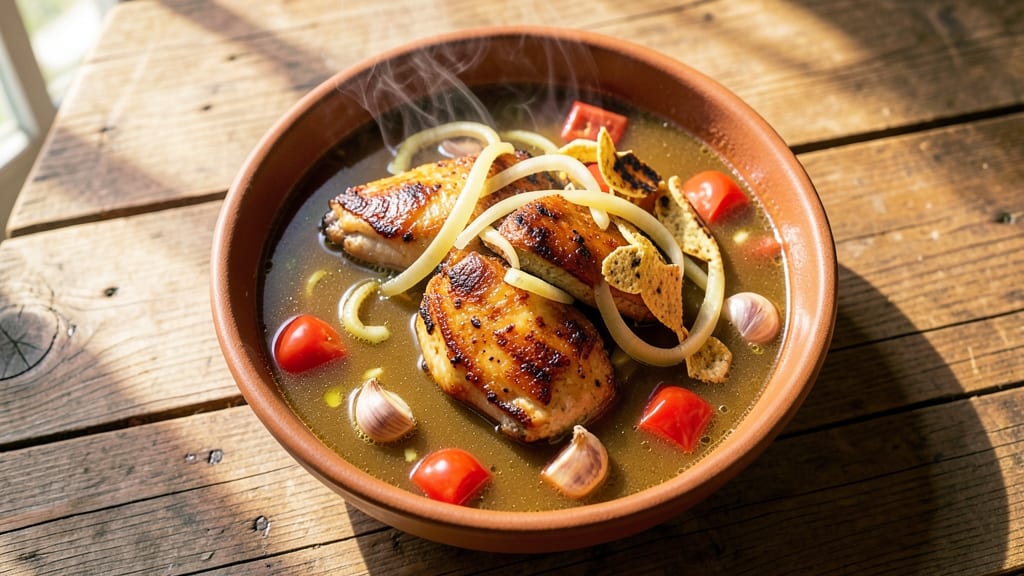 Barefoot Contessa's Mexican Chicken Soup Recipe: Tortilla-Crusted Top and Foil-Sealed Comfort