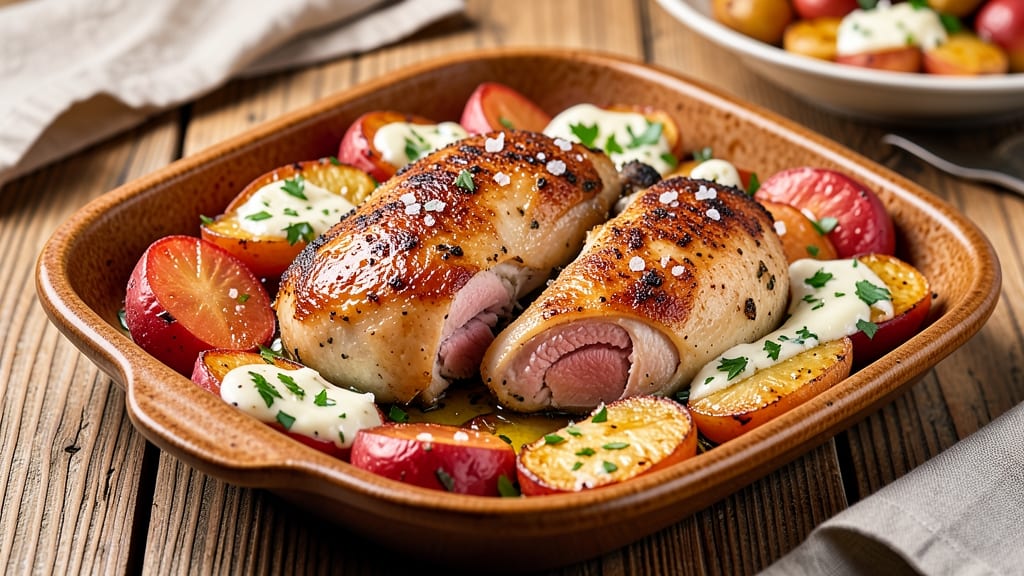 Baked Chicken And Red Potatoes Recipe: Crispy-Skinned Roast With Herbed Butter Magic