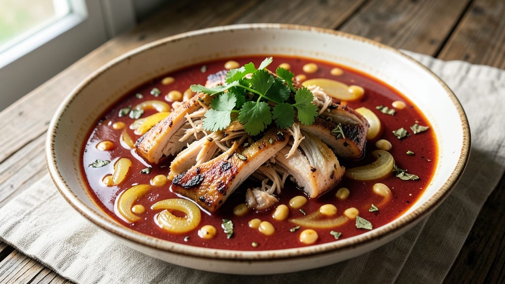 Authentic Mexican Red Chicken Pozole Recipe: Smoky Ancho-Chili Depth With Tender Shreds