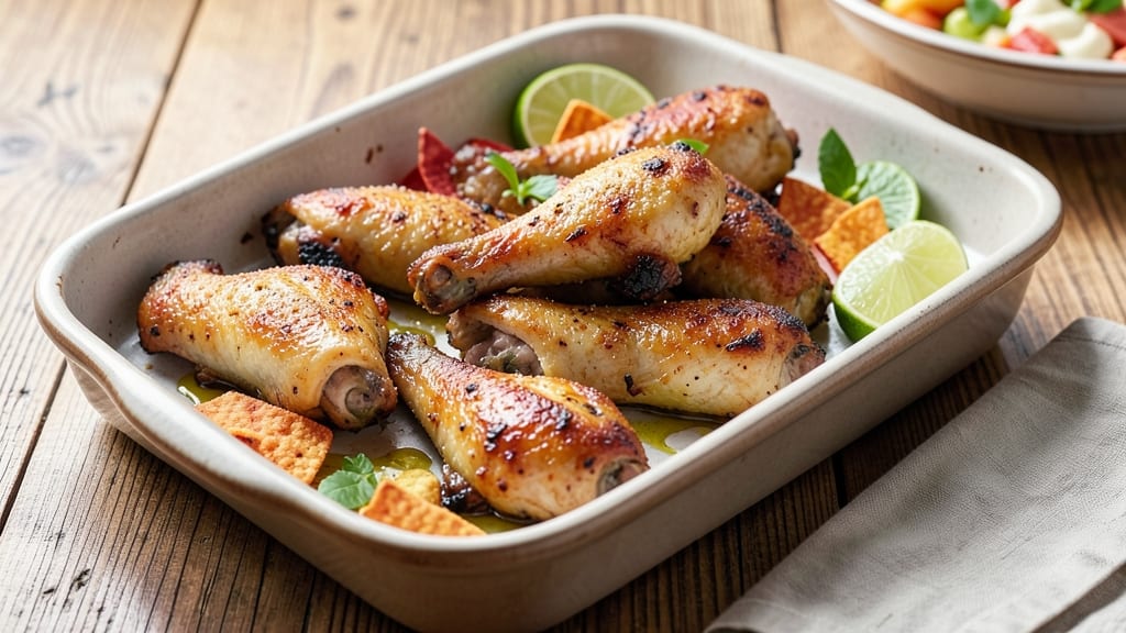 Baked Chicken Wing Dings Recipe: Crispy Tortilla Crunch With Zesty Lime Foil Seal