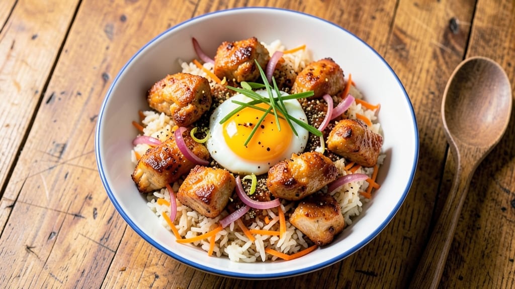 American Chicken Fried Rice Recipe: One-Pan Eggy Fried Rice with Crispy Chicken Bites