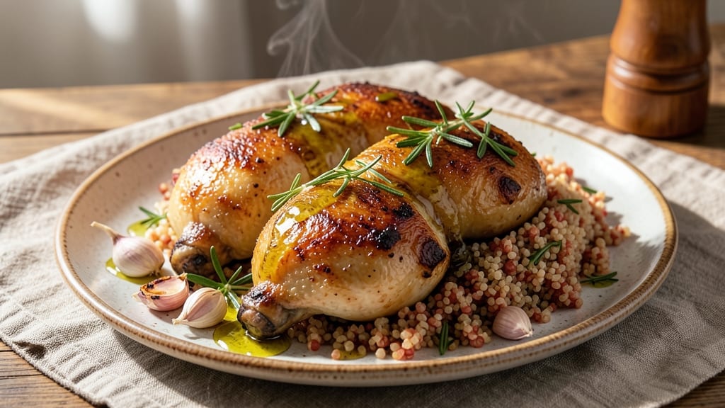 Baked Chicken Thighs and Quinoa Recipe: Pan-Seared Crisp Skin and Herbed Quinoa Fusion