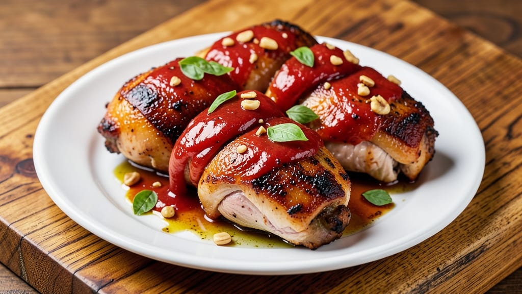 Baked Chicken Thighs in Tomato Sauce Recipe: Zesty Garlic-Simmered Sauce With Crispy Skin