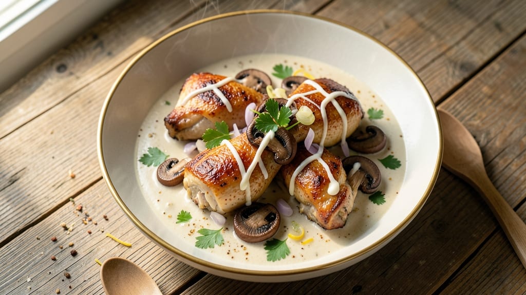 Baked Chicken Thighs With Cream Of Mushroom Soup Recipe: Saucy Mushroom Braise for Rich Flavor