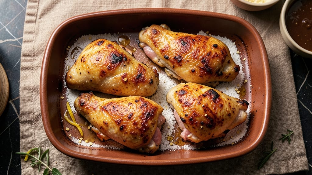 Baked Frozen Chicken Thighs Recipe: Juicy Centers With Crispy Skin in One Pan