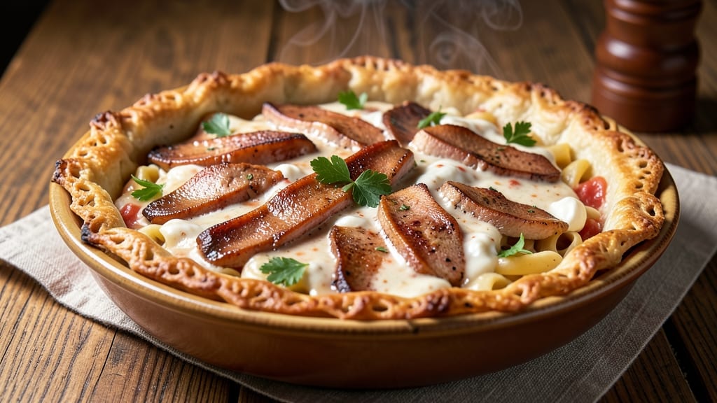 American Cafe Smoked Chicken Pasta Pie Recipe: Smoky, Cheesy Layers With Tender Chicken