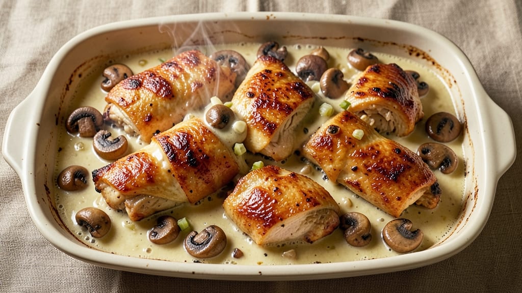 Campbell's Chicken Bake Recipe: Golden Crisp Top and Creamy Mushroom Layers