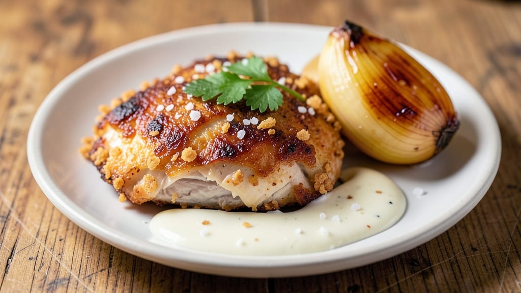Charleys Chicken California Copycat Recipe: Crispy Fried Onion Crown Over Creamy Mushroom Gravy