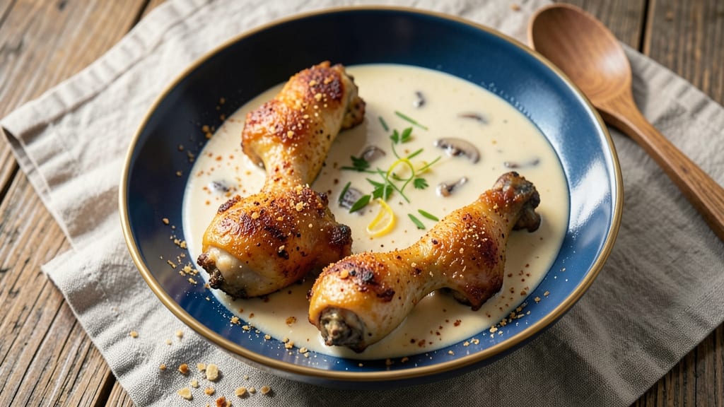 Baked Chicken Drumsticks With Cream Of Mushroom Soup Recipe: Crispy Crust and Creamy Sauce Fusion