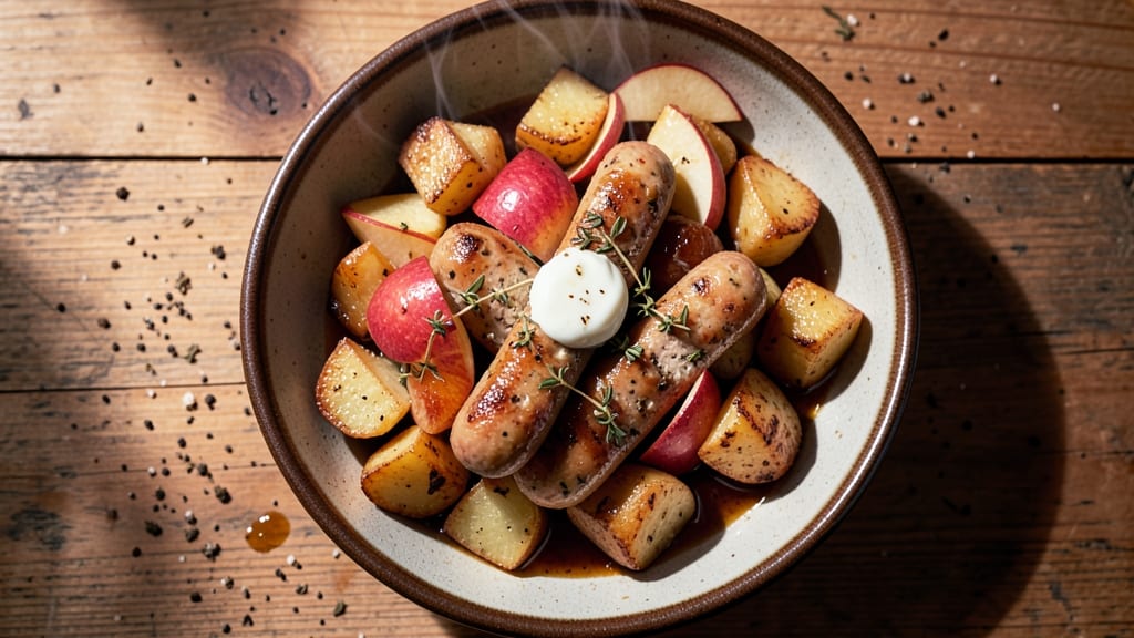 Apple Chicken Sausage and Potatoes Recipe: One-Pan Apple Cider Glaze Harmony