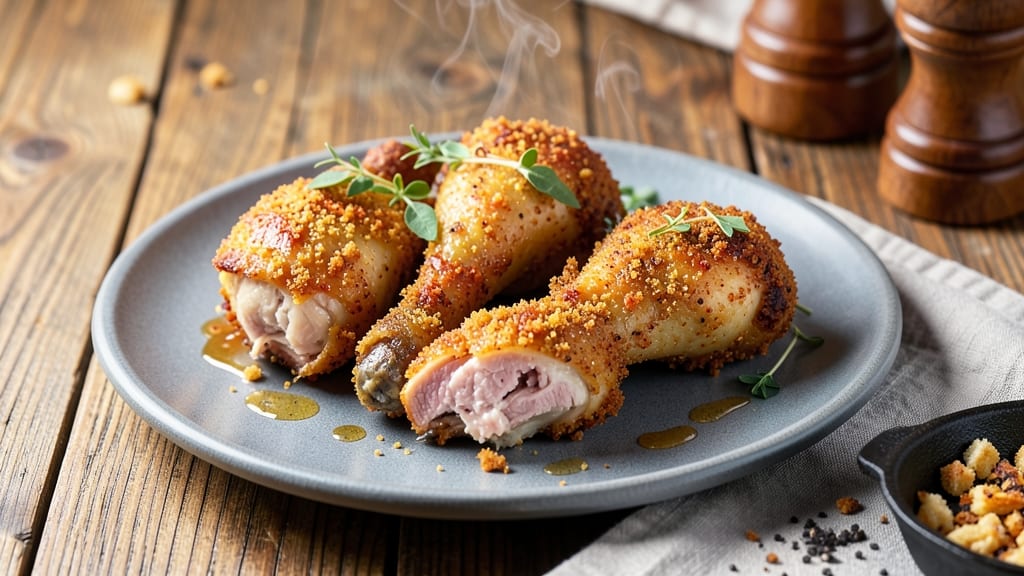 Baked Chicken Legs Recipe With Bread Crumbs: Triple-Layered Crunch and Juicy Centers